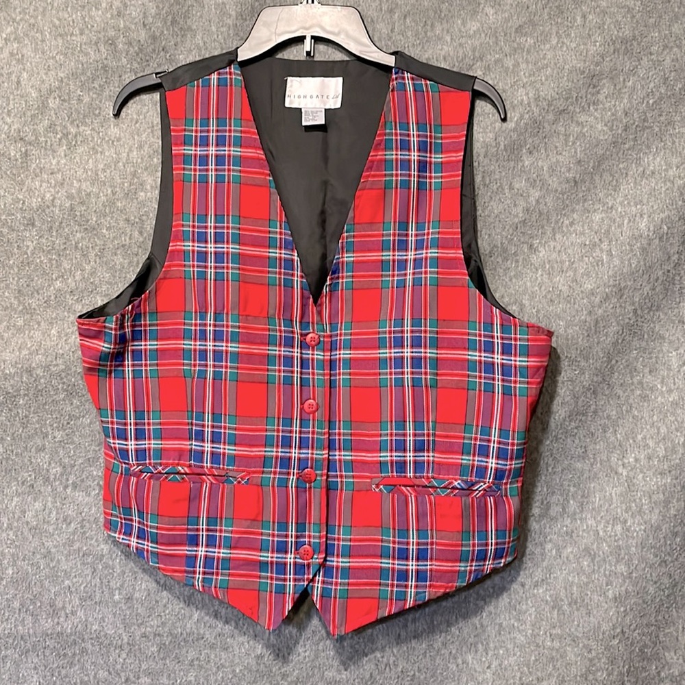 Lightweight button up plaid vest, women’s M/L